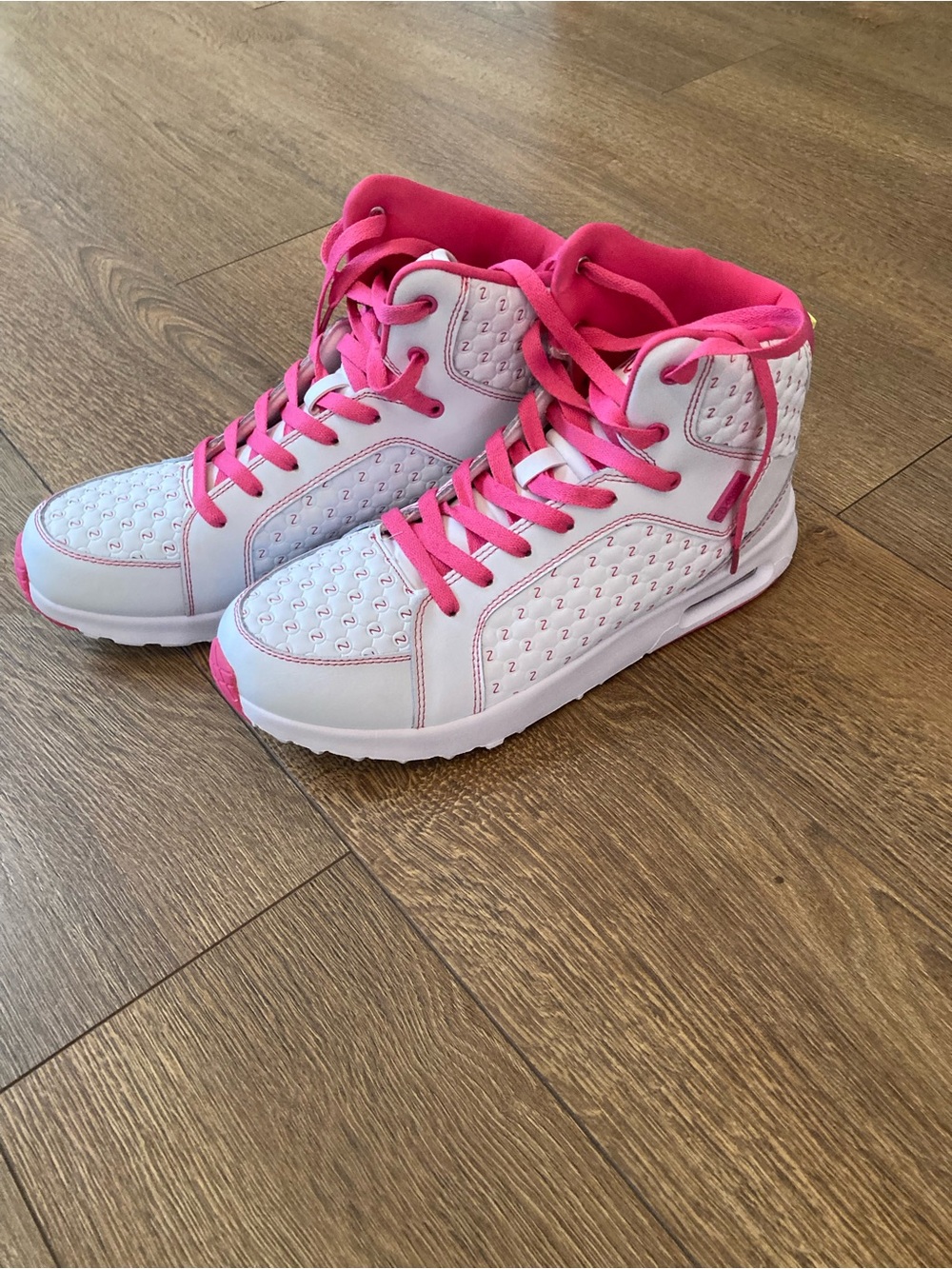 Zumba Fitness White and Hot Pink High-Top Athletic Sneakers